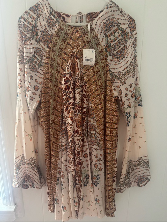 Free People Dresses & Skirts - Free People Cream and Brown Paisley Mini Dress